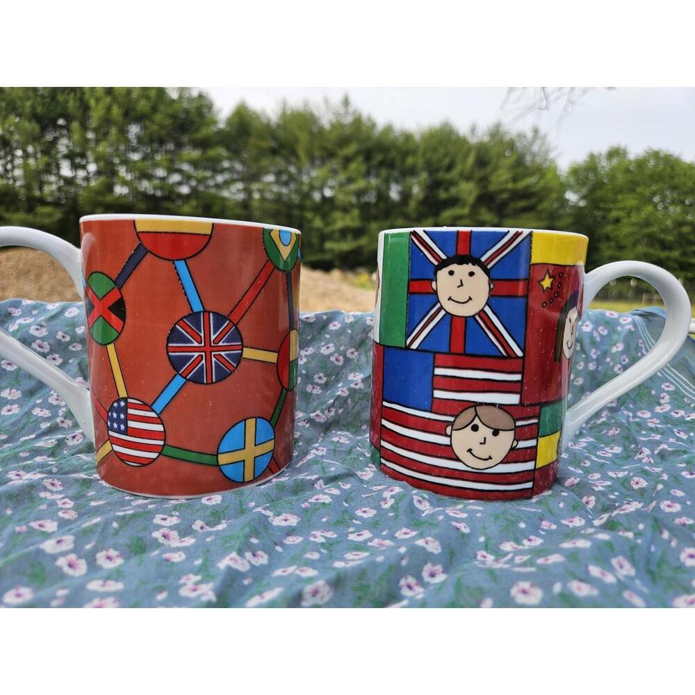 Vintage Pair of Save the Children Mugs - Children of the World & Unity
